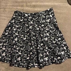 Black and white floral skirt